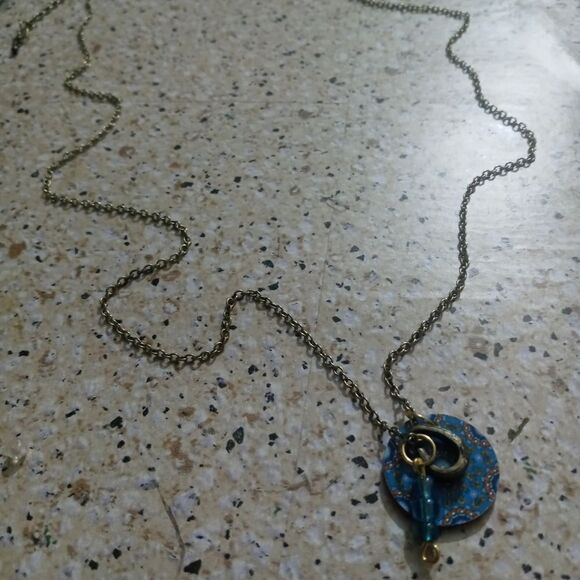 Long Rustic blue charm add on necklace - Picture 4 of 8